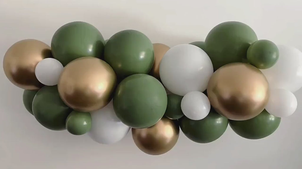 Green, White, Gold Balloon Garland, Balloon Party Kit, Neutral Party Decorations, Green, Gold & White Garland, Green Party Decor