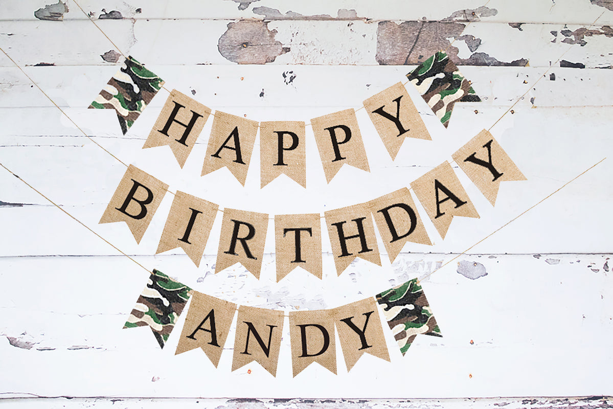 Camo Happy Birthday Banner