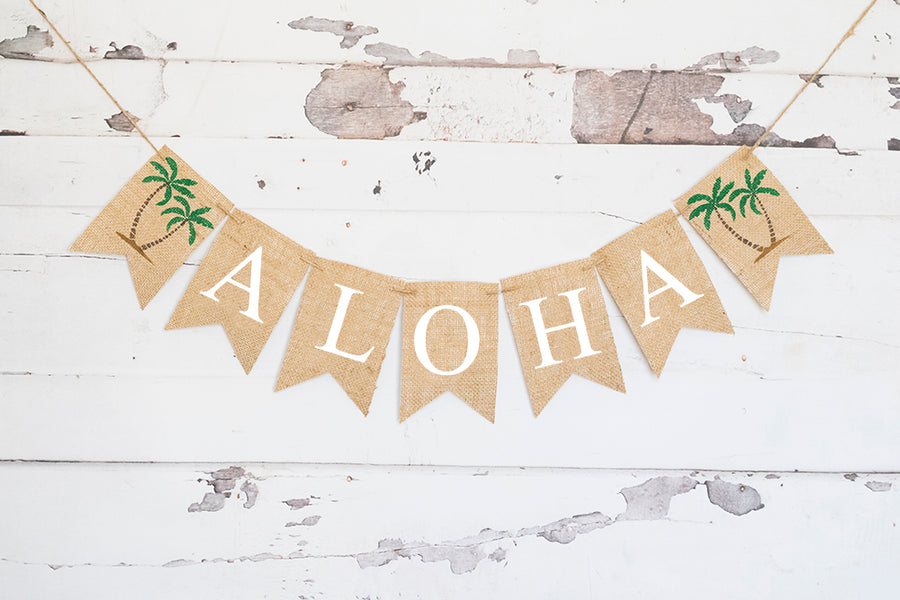 Aloha-Banner Aus Pappe - 60x18 Cm, Bunt, Für Strandparty-Dekoration