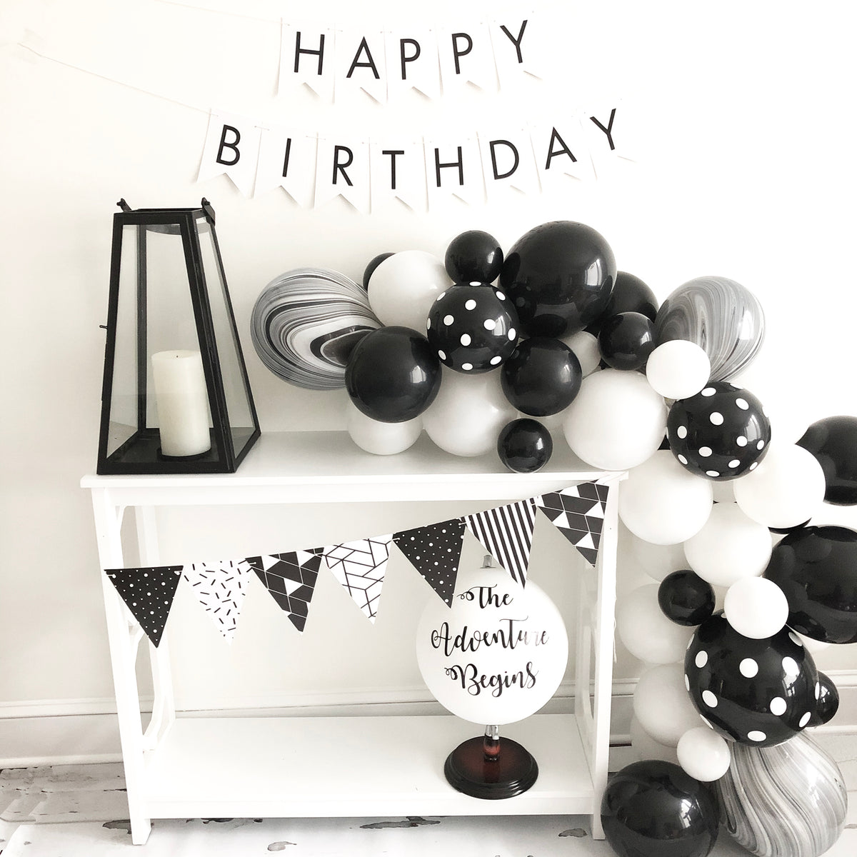 Black and White Birthday Party Decorations  Monochrome Balloon Garlan –  Swanky Party Box