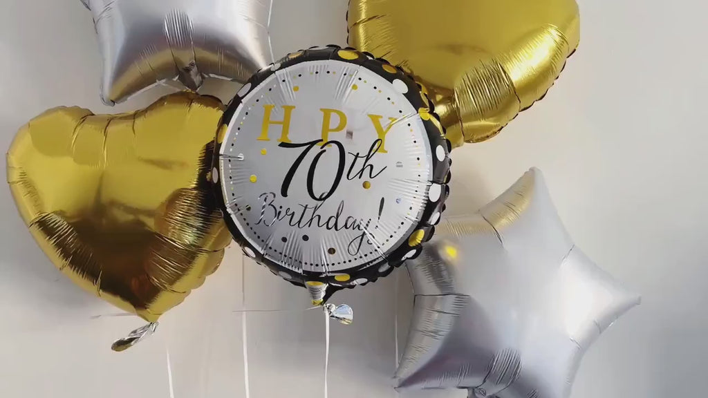 70th Birthday Balloons, Happy 70th Birthday Balloon, Birthday Party Decor, Milestone Birthday Decorations, Gold and Silver Party Decor