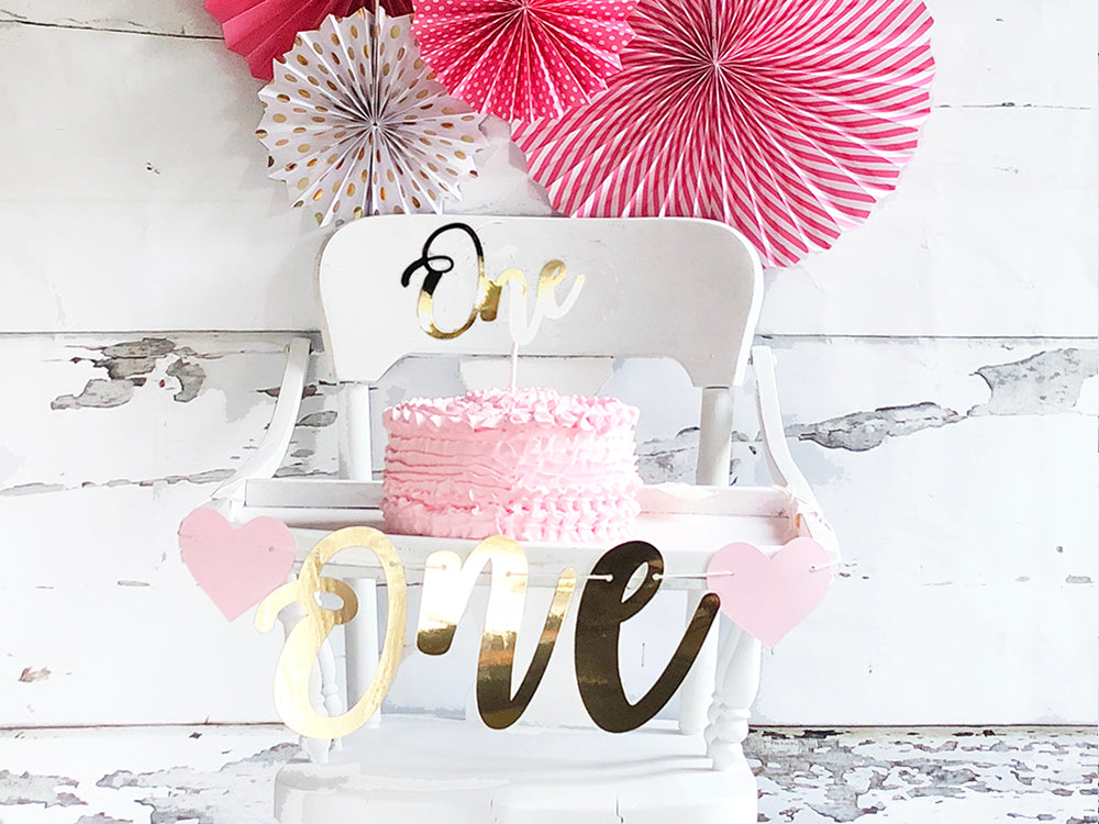 First Birthday Cake Topper Girl First Birthday Party Gold 