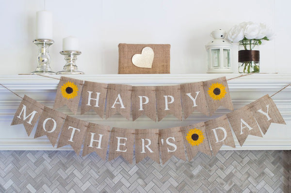 Happy Mother's Day Banner, Mother's Day Decor, Mother's Day Burlap Banner, Mother's Day Photo Prop, B301