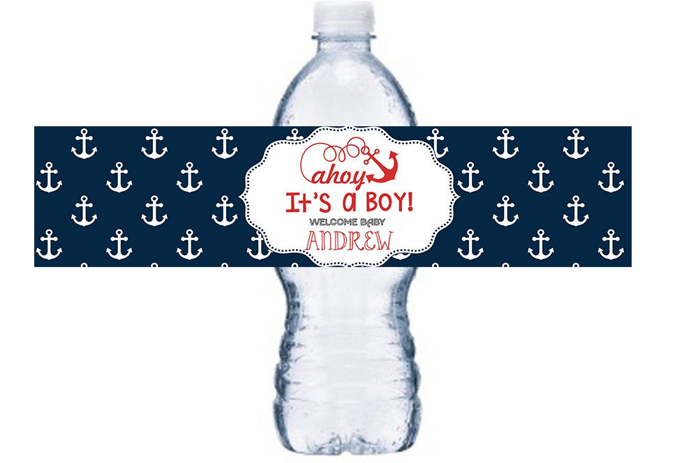 Ahoy It's A Boy Nautical Baby Shower Bottle Labels