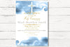 First Holy Communion Invitation, Boy's Baptism Invite, Blue Christening Religious Card, C025