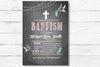 Digital Baptism Invitation, Chalkboard Baptism Invite, First Holy Communion Invitation for a Girl, Christening Religious Card, C022