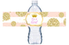 It's A Girl Baby Shower Water Bottle Label, Pink and Gold Baby Shower Decor, Princess Baby Shower Adhesive Bottle Wrap, BL003