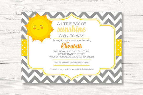 You Are My Sunshine Baby Shower Invitation, Gender Neutral Baby Shower Invite, C002