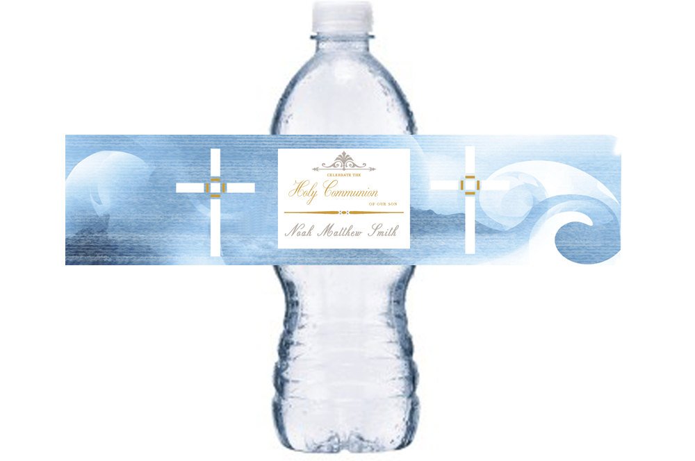 Holy Communion Waterproof Water Bottle Label, Communion Bottle Wrap, Communion Waterproof Adhesive Sticker, BL015