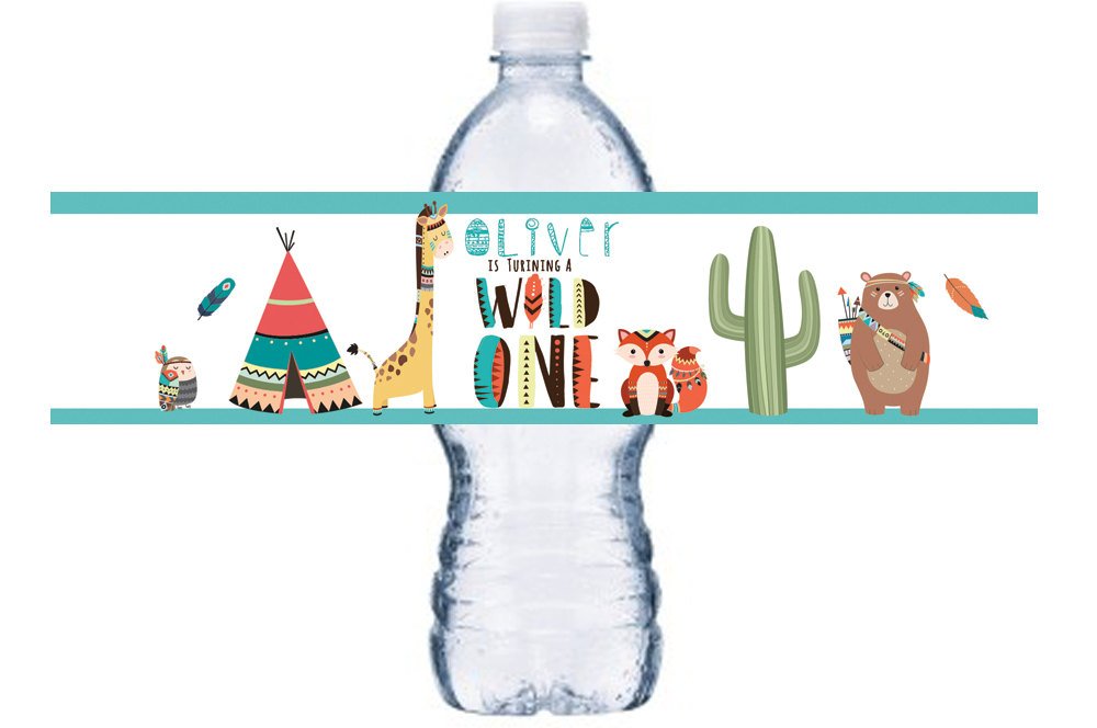 Tribal Bottle Label, Wild One Bottle Label, Brave Little One Bottle Wrap,  BL008