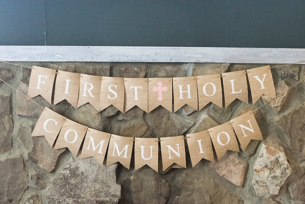 Religious Banners, First Holy Communion Banner, Communion Banners, Religion Banners, Burlap Communion Banner, 1st Communion Banner, B444
