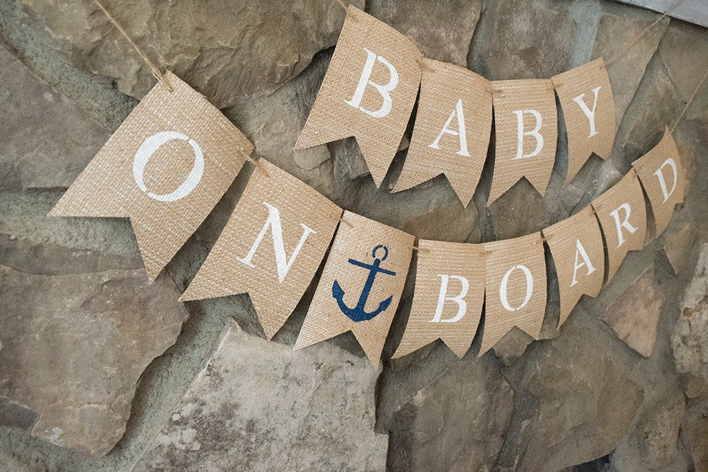 Baby On Board Banner, Nautical Baby Banner, Nautical Baby Shower Banner, Nautical Navy Banner, New Baby Banners, Sailor Baby Banners, B447