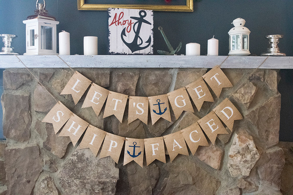 Nautical Bachelorette Banner, Let's Get Ship Faced Banner – Swanky Party Box