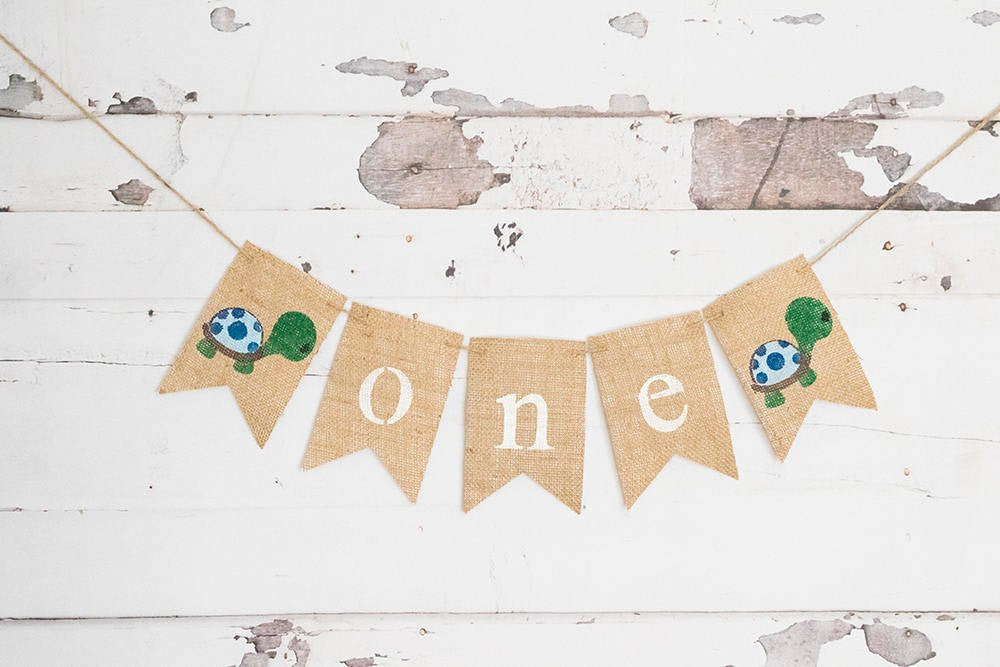 Turtle 1st Birthday Party Decor, One Birthday Banner, Turtles Birthday Decoration, Turtles First Birthday Highchair Banner, B551