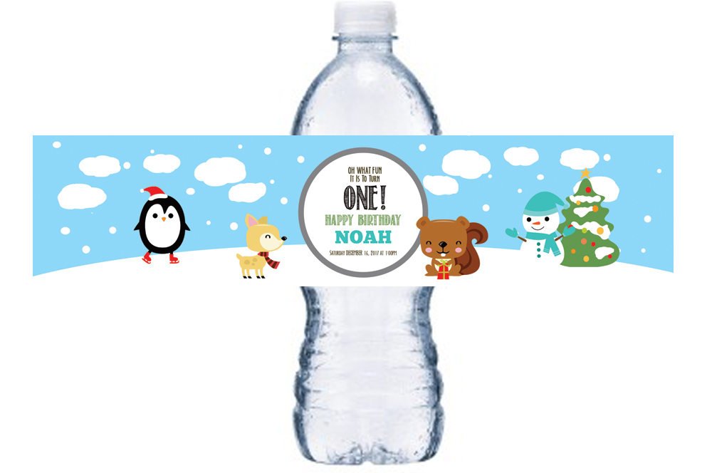 Animal Train Water Bottle Label  Baby Shower Water Bottle Stickers