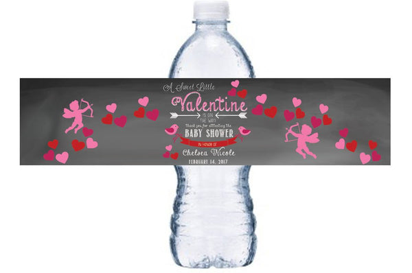 Baby Shower Bottle Wraps, Waterproof Bottle Labels, Valentine's, Girl Baby Shower Bottle Wraps, Personalized Baby Shower Bottle Label, BL025