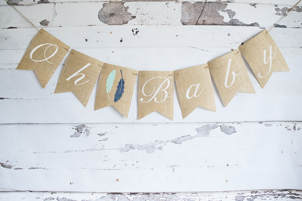 Boho Shower Decor, Tribal Baby Shower Banner, Aztec Decoration, Oh Baby Banner, Arrows Baby Shower Decoration, B183