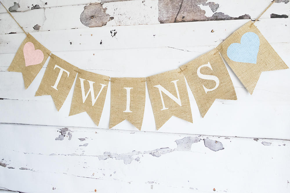 Twins Banner, Twins Baby Shower Decor, Baby Shower Decoration, Twins Nursery Decor, B643