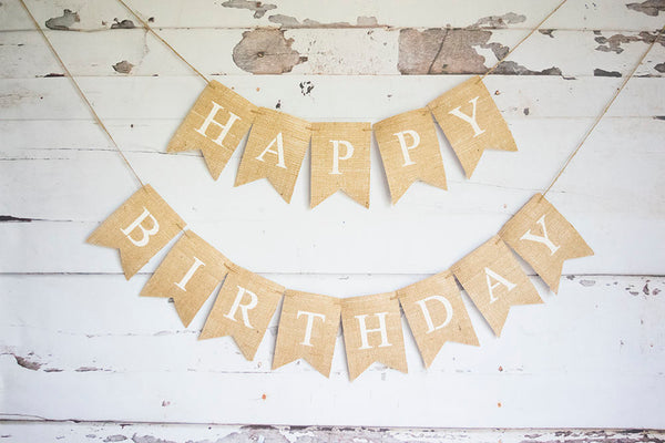 Happy Birthday Banner, Burlap Happy Birthday Decor, Birthday Party Sign, Burlap Banner, B674