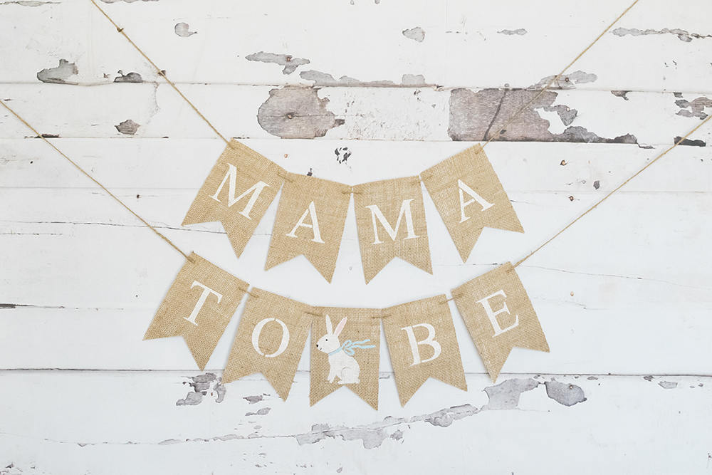 Bunny Baby Shower Decor, Easter Baby Shower Banner, Mama to Be Garland, Mom to be Sign, Parents To Be, Mommy To Be, Burlap Banner, B584