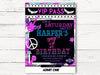 Digital Rockstar Birthday Party Glam Girl Invite, Birthday Party Invitation Girl Invite  Card, C055