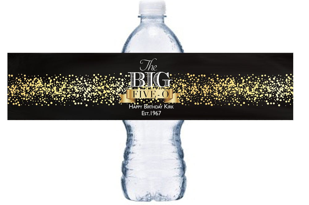 Black and Gold  Party Water Bottle Label,  50th Birthday  Bottle Label,   Bottle Wrap, Anchors Bottle Label,  BL062