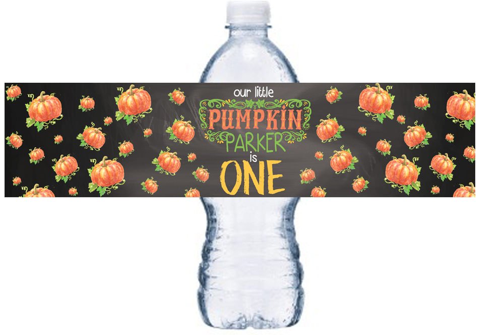 Our Little Pumpkin Waterproof Water Bottle Label, Chalkboard Pumpkin Bottle Wrap, Fall  Waterproof Adhesive Sticker, BL057