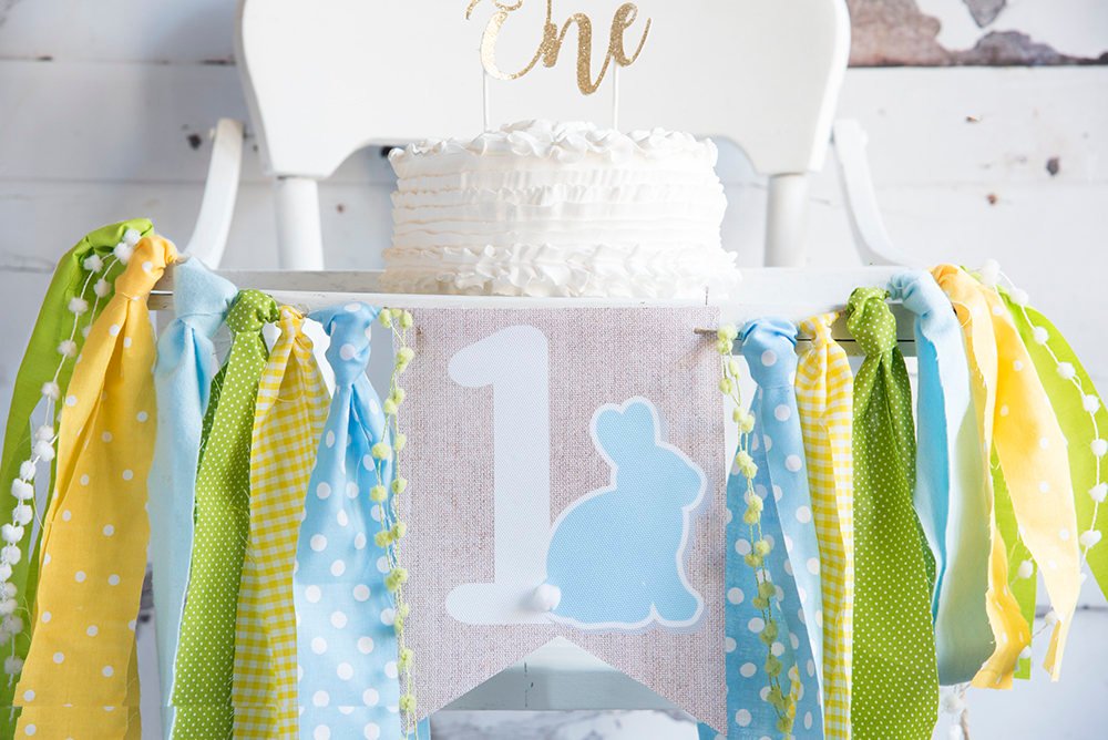 Bunny Highchair Banner, Easter Bunny Banner, Easter First Birthday Decor, Rabbit One, Some Bunny is One, Boy's Easter Birthday, HC041