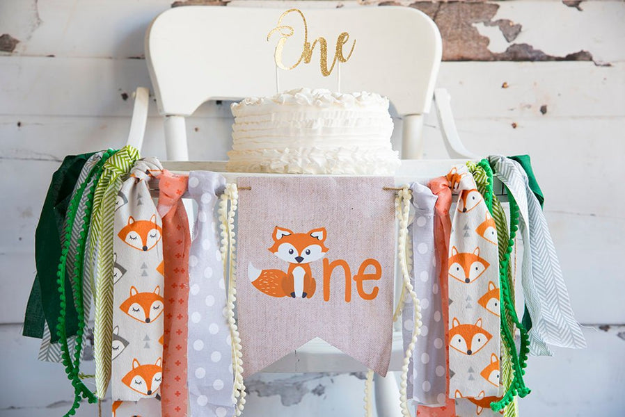 Letter One Banner Fox Theme Baby Frst Birthday Party Decorations