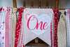 Valentine's Day Highchair Banner, Valentine's 1st Birthday Decor, Valentine's Party, Lace and Heart First Birthday Party Banner, HC022