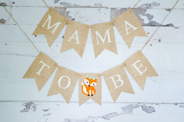 Fox Baby Shower Banner, Fox Baby Shower Decor, Woodland Fox Mama To Be Sign, Woodland Themed Baby Shower, Fox Mom To Be Sign, B935
