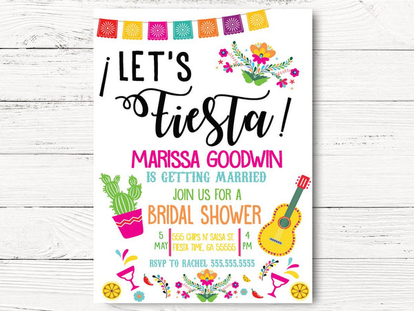Fiesta Bridal Shower Invitation, Cactus Bridal Shower, Fiesta Invitation, Tying the Knot Invite, Cactus Party, C102