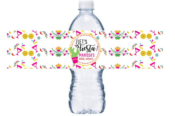 Fiesta Bridal  Shower Water Bottle Label, Fiesta Shower Decor, Cactus Bridal Shower Adhesive Bottle Wrap, BL061