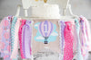 Up Up and Away Pink 1st Birthday Decor, Hot Air Balloon One Decor, Hot Air Balloon Highchair Banner, Balloon 1st Birthday Banner HC061