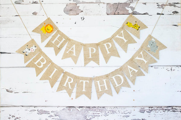 Safari Theme Happy Birthday Banner, Safari Party Banner, Jungle Animal Happy Birthday Banner, Safari Birthday Party Decor,  B797