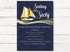 Nautical Birthday Invitation, Sailing into Sixty Invitation, Golden Sail Boat Invite  40, 50, 60... Invite, C077