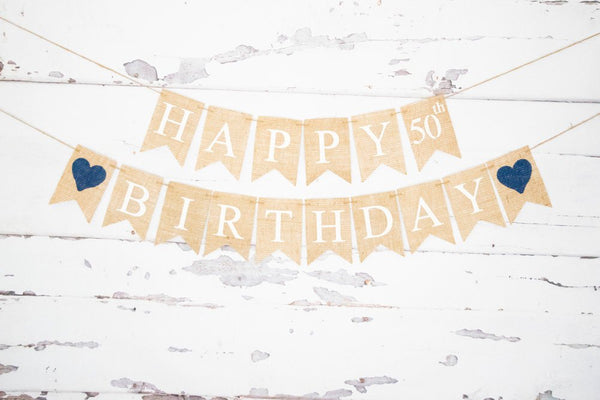 Happy 50th Birthday Banner, 50th Birthday Banner, 50th Birthday Party Decor, B966