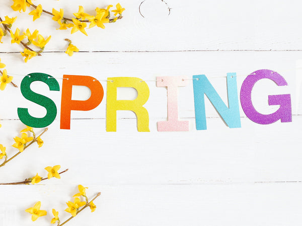 Spring Banner, Glitter Spring Letter Banner, Spring Decor, Spring Sign