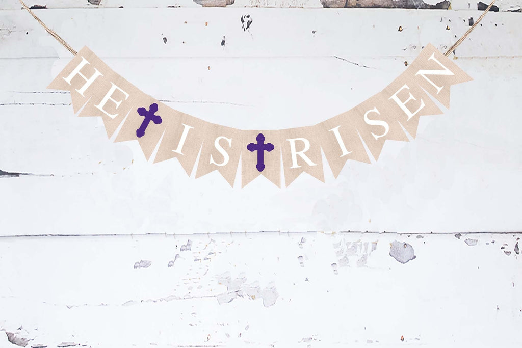 Easter Religious Decor, He Is Risen Banner, Easter Decorations, Cardstock Banner, Happy Easter