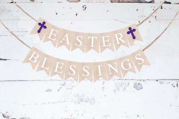 Religious Easter Decor, Easter Blessings Banner