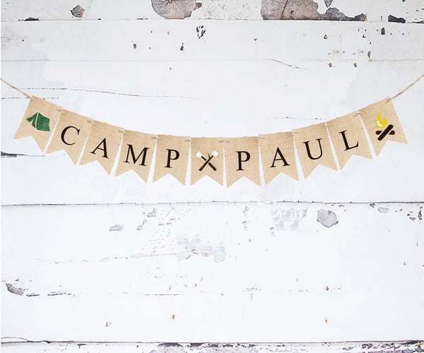 Custom Camping Banner, Camp Decorations, Mess Hall Decor, Lumberjack Banner, Camping Party, Campfire Banner, B1100