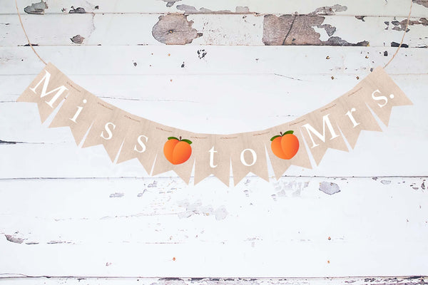 Peach Miss to Mrs Banner for Bridal Shower or Bachelorette Party Decor, Spring or Summer Bridal Shower, Miss to Mrs Sign