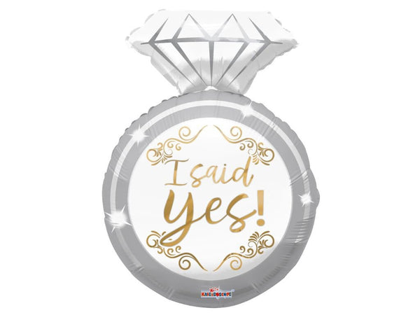 Silver + Gold Engagement Ring Balloon | Diamond Ring Balloon | Engagement Party Photo Prop | "I Said Yes!" Balloon | Engagement Announcement