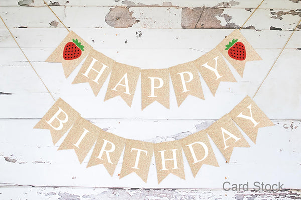 Strawberry Happy Birthday Banner, Summer Birthday Party Decor, Strawberry Birthday Party, Strawberry Party Decorations