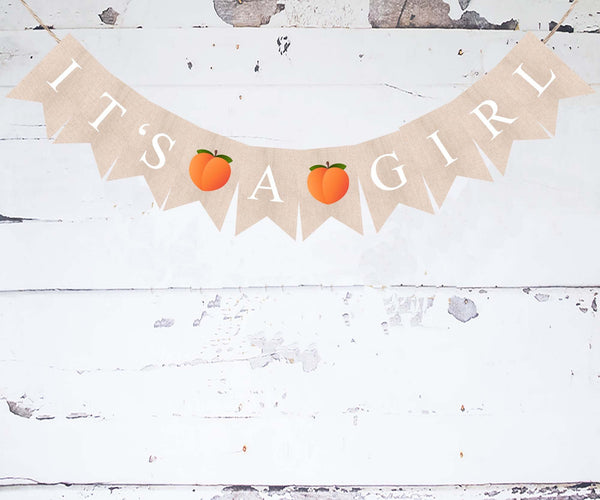 Peach It's A Girl Banner, Fruit Baby Shower or Gender Reveal Party Decor, Summer Baby Shower, Girl Gender Reveal Banner, Peach Shower