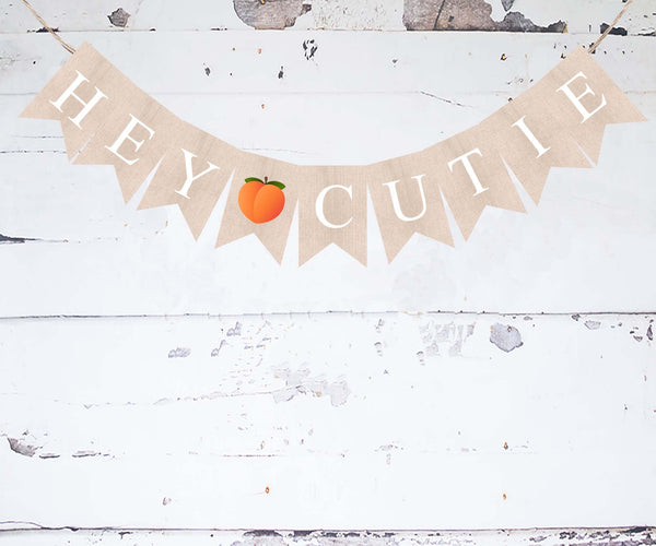 Hey Cutie Banner | Peach Little Cutie Sign | Baby Shower Decor | Summer Baby Shower Banner | Peach Party Decor