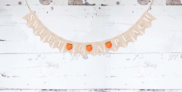 Sweet As A Peach Banner, Fruit Baby Shower or Gender Reveal Party Decor, Summer Birthday Party, Peach Decorations, Peach Party