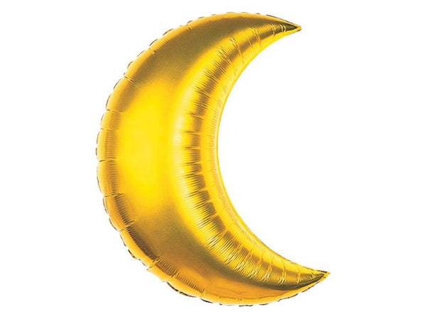 Gold Crescent Balloon | Crescent Moon Decor | Space Party Balloon | Gold Moon Shape Mylar Balloon