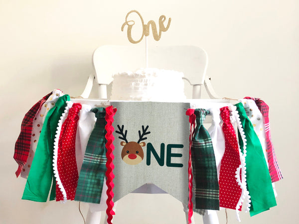 Reindeer Banner, Christmas First Birthday Party Decorations, Christmas Birthday Banner, Reindeer Birthday Party Decorations HC012