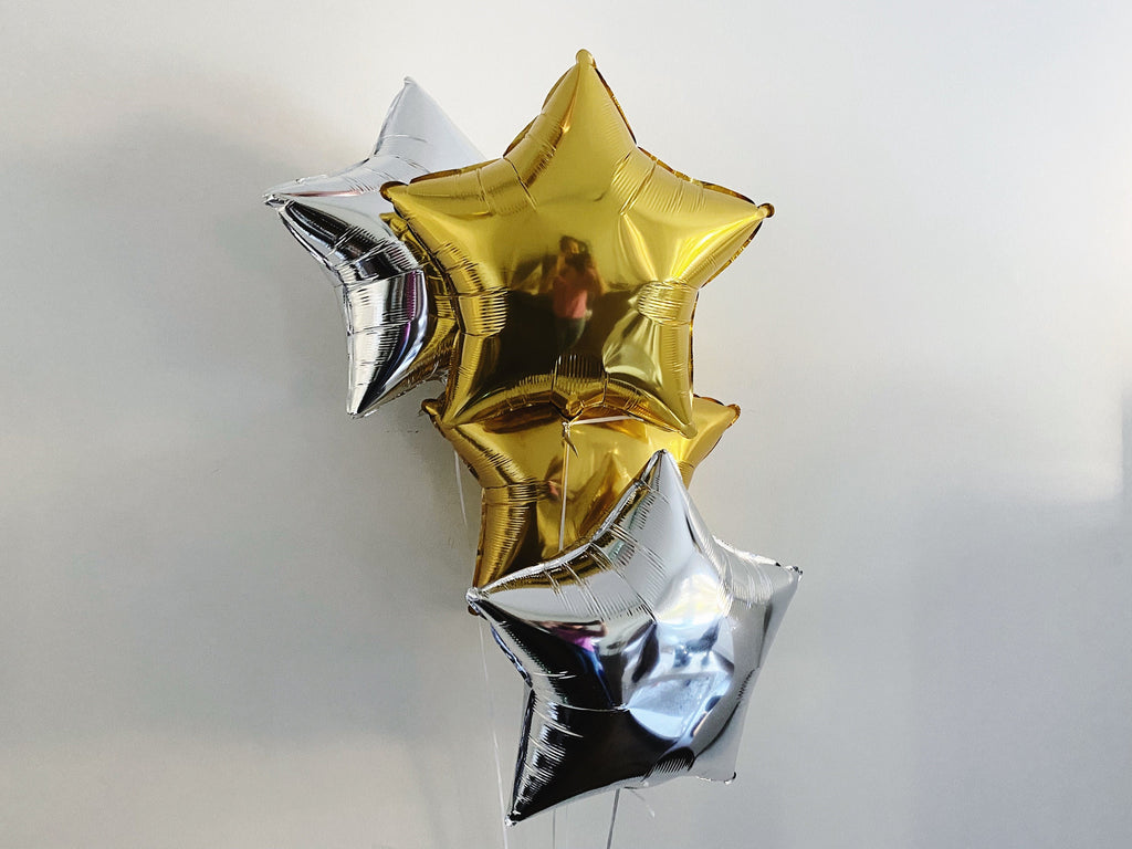 Gold and Silver Star Balloons, Foil Star Balloon, Birthday Party Decorations, Gold Decorations, Silver Party Decor COL192